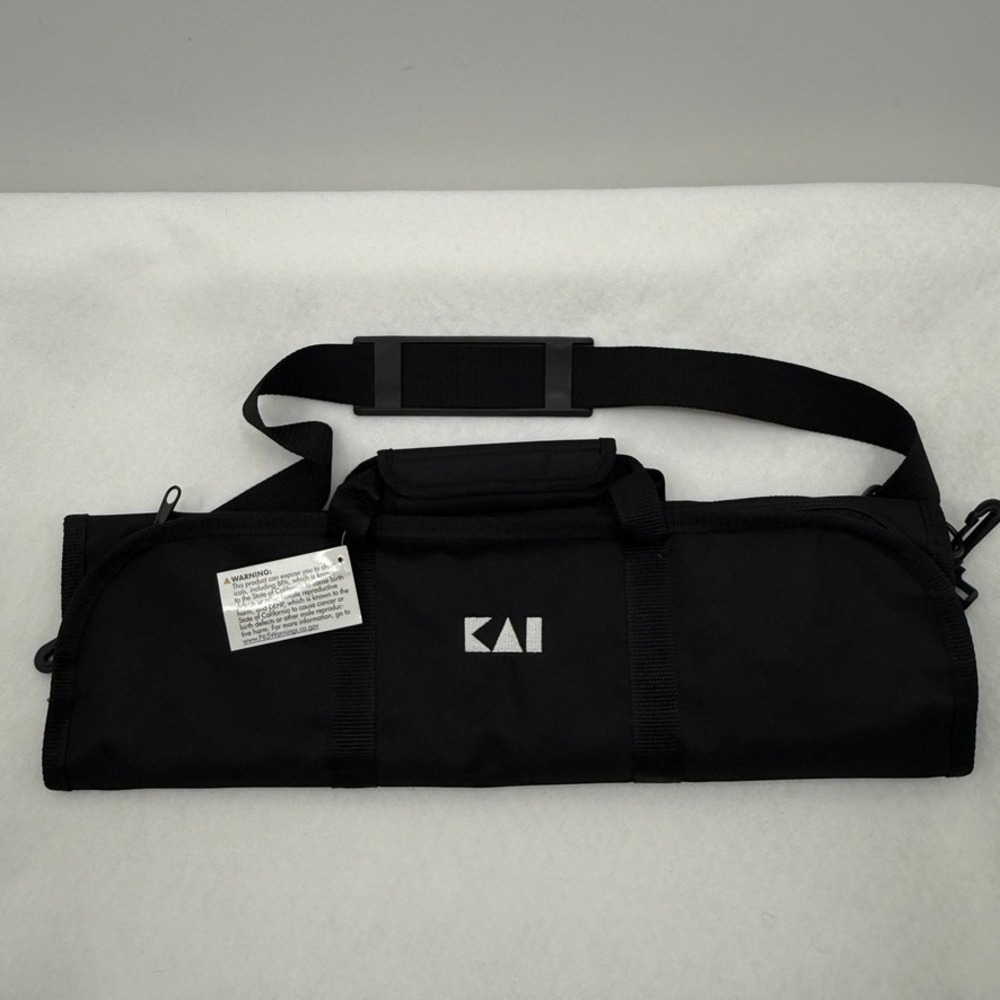 Kai USA Knife Roll 8 Slot Black w/ Handle Chef PVC Laminated Polyester NEW